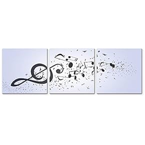 3 Panel Canvas Wall Art Music Note Pictures Home Wall Decorations for Bedroom Living Room Paintings Canvas Prints Framed - 12"x12"x3 Panels