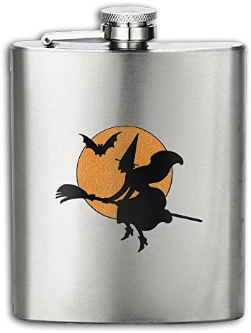 JNJ Team Halloween Witch Portable 304 Stainless Steel Hip Flask Leak Proof Liquor Pocket Flagon 7OZ Bottle Alcohol
