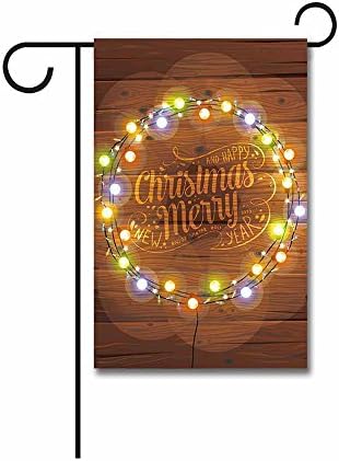 Kafepross Christmas Lights Wreath For Xmas Holiday Garden Flag 12.5"x18"