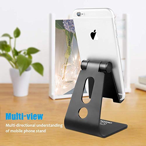 Cell Phone Stand, Hootech Adjustable Cell Phone Stand, Cradle, Dock, Holder Compatible with iPhone Xs Max XR 6 6s 7 8 X Plus 5 5s 5c Charging, Accessories Desk, Android Smartphone - Black - Thumbnail 3