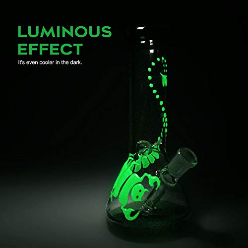 Tuksik Family Handmade Vase, 8\'\' High, Embossed Glowing Cartoon Pattern (Green)