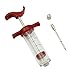 HeroNeo BBQ Tool Cook Meat Marinade Injector Flavor Syringe For Poultry Turkey Chicken Grill Cooking With 2pcs needle tips (Red)
