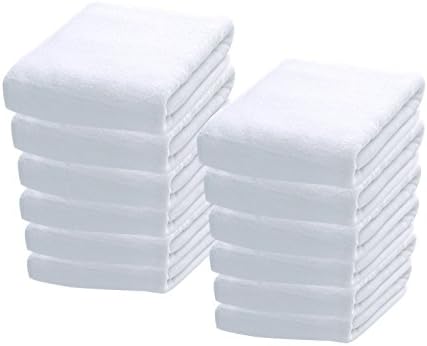 Creative Stitches Cotton Bleach Guard Towels (12-Pack, White, 16x26 inches) - Bleach Safe Gym Hand Towel, Luxury Hotel & Spa 100% Cotton Hand Towel Set