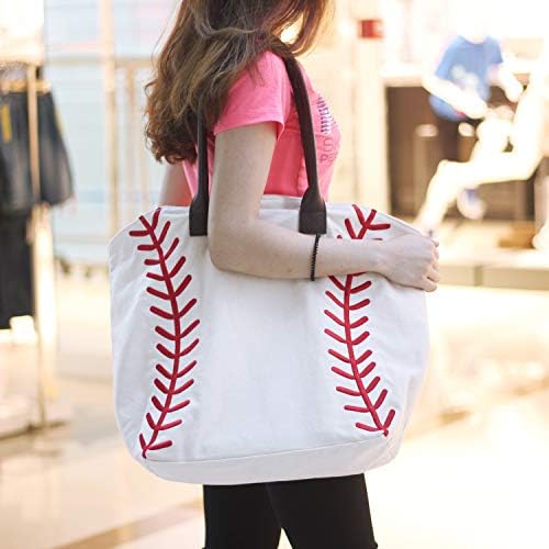 YIQIGO Baseball Bag Handbag for Woman Shopping Bag Travel Bag Canvas Casual Bag with Polyester Linning Sports Bag 6 YIQIGO Baseball Bag Handbag for Woman Shopping Bag Travel Bag Canvas Casual Bag with Polyester Linning Sports Bag