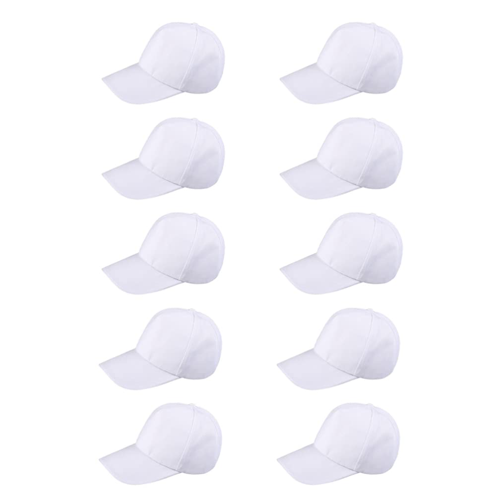 Toyvian 10Pcs Kids Diy White Cotton Baseball Caps Blank Hats for Decorating Creative Painting Sun Hats for Outdoor Activities School Camps Group Events