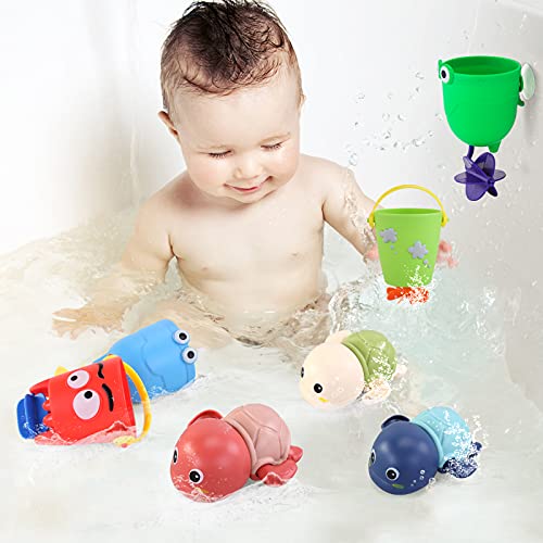 7Pcs Set Baby Bath Toys Turtle Toys Falls Toddler Bath Toy for 35 Year