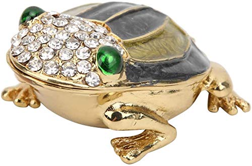 HEEPDD Trinket Box, Diamond Inlaid Enamel Frog Jewelry Holder, Decorative Figurine for Rings Necklaces Earrings, Gift for Thanksgiving Birthday Christmas New Year