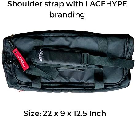 PREMIUM Sneaker Bag, Duffel Bag, Gym Training Bag, Travel Bag, Basketball Bag, Footbal Bag with 3 adjustable compartment dividers (Black/red without print) 6 PREMIUM Sneaker Bag, Duffel Bag, Gym Training Bag, Travel Bag, Basketball Bag, Footbal Bag with 3 adjustable compartment dividers (Black/red without print)