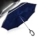 Double-Layer Inverted Umbrella, Self Stand with C Shape Handle Hands Free, UV Protection & Windproof & Waterproof