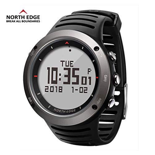 North Edge Altay Sports Smart Outdoor Compass Wrist Watch Back Light for Fishing (Gray)
