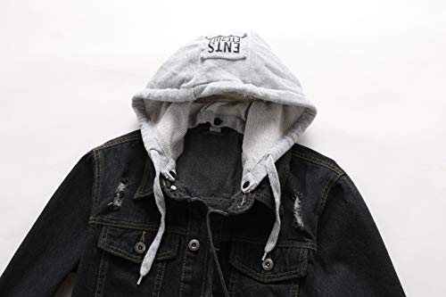 XueYin Men's Denim Jacket Slim Fit Plus Size(Black,XS Size)