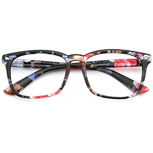 Slocyclub Vintage Nerd Square Eyeglasses Frame Keyhole Design Non Prescription Lens Glasses for Women Men - Thumbnail 6
