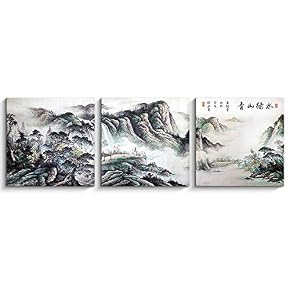 3 Panels Mountain Landscape Painting Wall Bedroom Living...