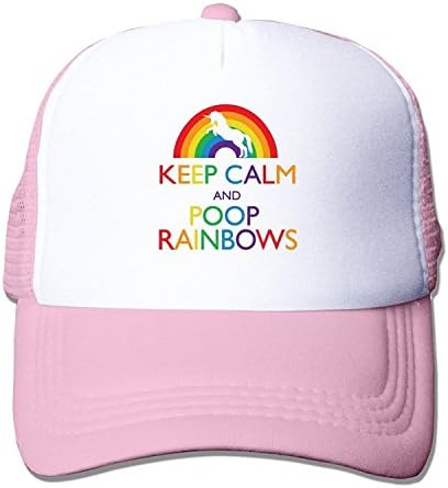 MZONE Personalized Flat Billed Caps Keep Calm and Poop Rainbows Truker Visor Cap Black