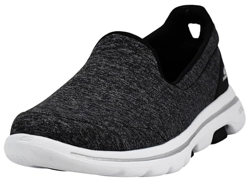 Skechers Women's GO WALK 5 - HONOR Shoe, Black/White, 5.5 M US