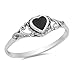 Heart Simulated Black Onyx Promise Ring New .925 Sterling Silver Band Size 10