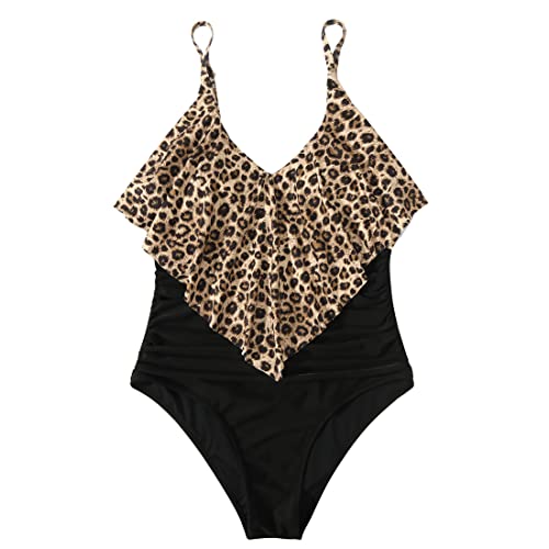 SUUKSESS Women Slimming Ruffle One Piece Swimsuits Ruched Tummy Control