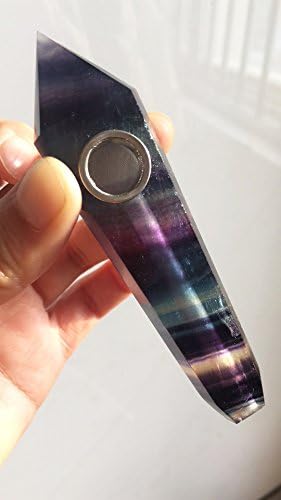 Yinglai Colorful Fluorite Rainbow Natural Quartz Crystal Point Obelisk Gemstone Healing with 3PCS Metal Filters about 3.8-4.3 inches