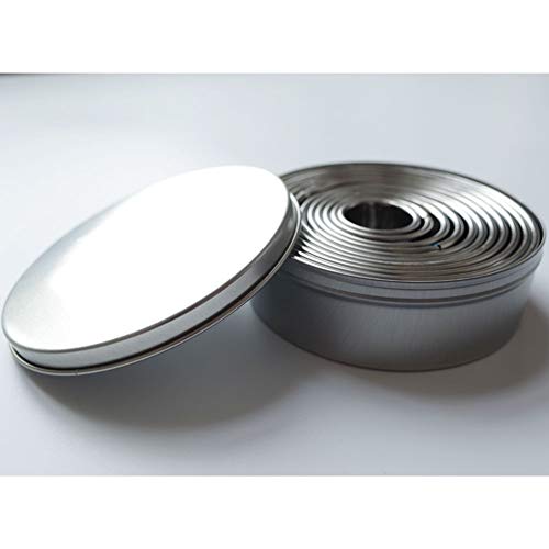 ScivoKaval Round Cookie Biscuit Cutter Cutters Set 11 pcs Circle Pastry Donut Doughnut Sizes Baking Stainless Steel Metal Ring Mold Molds with Compact Storage Tin - Thumbnail 4