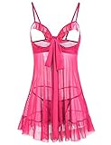 Avidlove Womens Open Cup Sexy Halter Strappy Lingerie Cupless Chemises Babydoll,XXL,Rose Red
