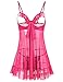 Avidlove Womens Open Cup Sexy Halter Strappy Lingerie Cupless Chemises Babydoll,XXL,Rose Red