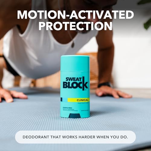 SweatBlock Clinical Strength Deodorant and Antiperspirant for Men and Women Coastal Fresh Scent 2 Pack All-Day Protection Against Odor and Excessive Sweat Ideal for Active Lifestyles and Daily Use
