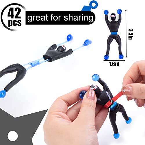 LovesTown Sticky Ninja Wall Climbers, 42PCS Stretchy Sticky Ninjas with DIY Stickers Window Crawler Wall Tumblers for Kids Party Favor Goodie Bag Fillers