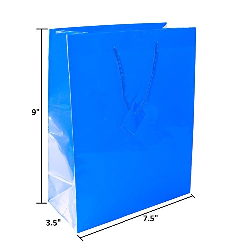 Ifavor123 Assorted Neon Bright Color Gift Bags for Any Occasion - Small (9"H x 7.5"L x 3.5"W) - 12 Pack