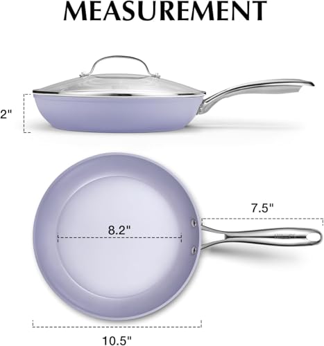KOCH SYSTEME CS 26 cm Nonstick Frying Pan with Lid, 10 Inch Frying Pan with Ceramic Coating, Nonstick Skillet with Lid, Oven Safe, Induction Compatible, Dishwasher Safe, Gradient Purple