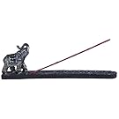 George S. Chen Imports Ss-G-88053 Thai Elephant with Trunk Raised Incense Burner Figurine Statue, Black