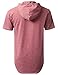 URBANCREWS Mens Hipster Hip Hop Heavy French Terry Hoodie T-shirt BURGUNDY, L