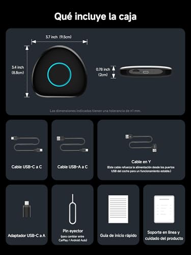 Wireless Android Auto CarPlay Adapter, AI Box CarPlay Android Wireless Auto with Built-in 4GB+64GB, 4G/WLAN/BT Dual/USB, GPS, AI, MicroSD, OTA, Split Screen, CB6C