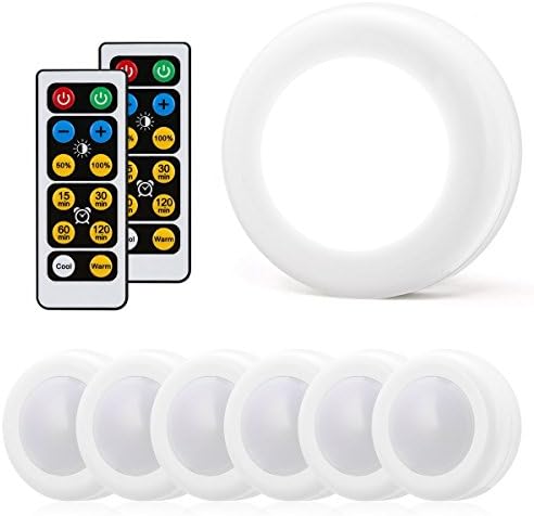Remote Control Puck Night Lights, LOHAS Under Cabinet LED Wireless Lighting, 6500K 5000K 2700K Color Changing Dimmable Bedroom Bulb, Battery Powered Wall Light, Entrance, Hallway, Kids, 6 Pack