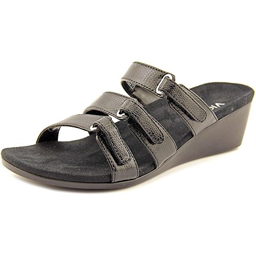 Vionic with Orthaheel Technology Womens Dwyn Slide Wedge Sandal Black Lizard Size 9