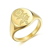 BAOWING Sunflower Rings for Women | Gold Chunky