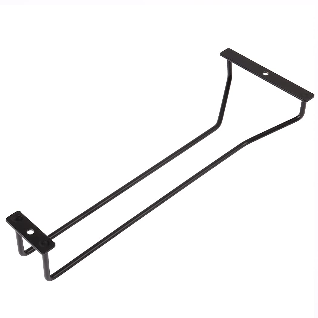 Dianoo 30.5cm Black Wine Glass Rack, Wine Glass Holder Under Shelf, Stemware Rack Under Cabinet, 1 Row