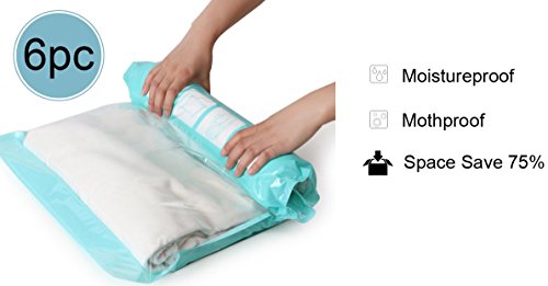 6PC Vacuum Compression Packing Bag Waterproof Storage Laundry
Organizers Travel Space Saver Roll-Up Bags S101