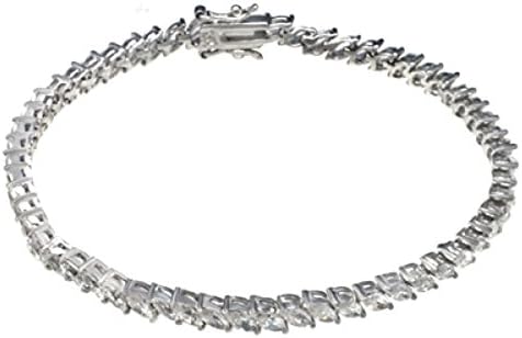 Tennis Bracelet 4 ctw Marquise cut Solid 925 Sterling Silver 4mm x 8" Long