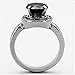 Marimor Jewelry 3 Carat Round Cut Black Cubic Zirconia Stainless Steel Halo Engagement Ring Size 7