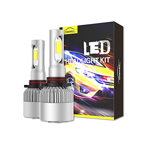 9006/HB4 LED Headlight Bulbs Conversion Kit, Onewell 2PCS Advanced COB Chips Low Beam/Fog Light Bulbs IP68 Waterproof 60W 6000LM 6000K Super Bright Cool White, 2-YEAR WARRANTY