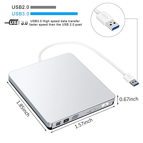YAHEY External CD Drive USB 3.0 Ultra Portable Storage Drive, External DVD Player/Writer/Burner CD DVD RW Drive for Apple Macbook, Macbook Pro or Other Laptop/Desktops Win10 - Thumbnail 3