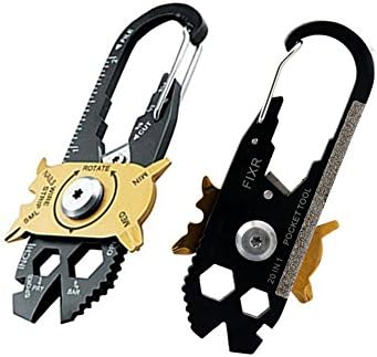 TJI 20-in-1 Multi-function Stainless Steel Hammer Screwdriver Wrench Pliers Opener Keychain EDC Pocket Multi Tool