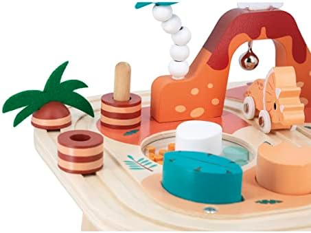 - Table d'Activités Dinosaure - 8 Activités Premier Age - Jouet d'Éveil - Développe la Motricité Fine et la Dextérité - Jouet en Bois FSC - Dès 12 Mois, J05825