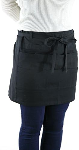 幅広 ショートエプロン 前掛け ギャルソン ソムリエ ブラック 保育士 カフェエプロン 制服 飲食店 厨房 料理 サロン おしゃれ ユニフォーム 男女兼用 女性用 男性用 黒 綿