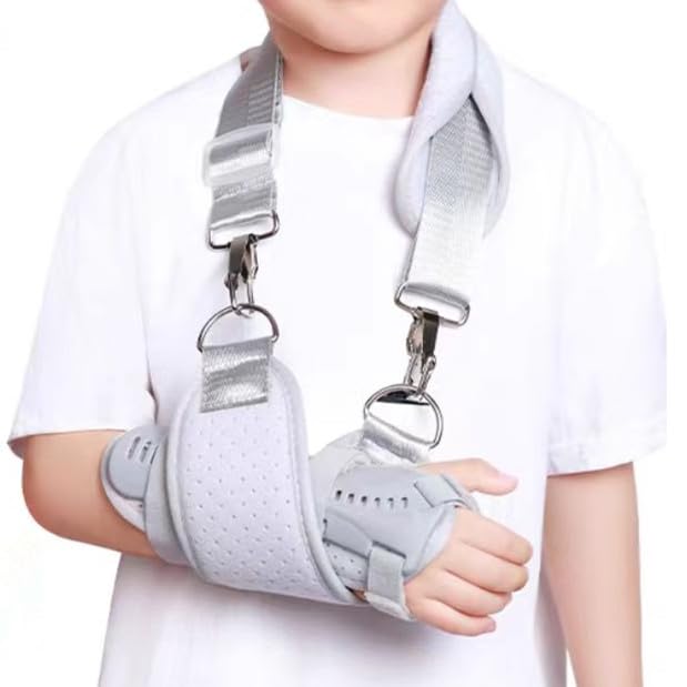 Photo 1 of RousuMedi Kids Wrist Brace with Arm Sling Adult Wrist Support Brace Belt Youth Hand Immobilizer Children Night Support to Aid Sprains Strains Tendonitis Carpal Tunnel (Right hand, Small)