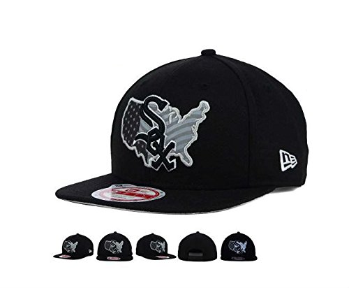 Chicago White Sox New Era USA Reflective Team Logo Snapback Adjustable One Size Fits All Authentic Hat MLB Licensed & NEW Snap Back Cap - OSFA Black