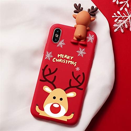 Christmas Cartoon Deer Case For iPhone XR 11 Pro XS Max X 5 5S Silicone Matte Cover For iphone 7 8 6 S 6S Plus 7Plus Case Bear (Color : A, Size : For iPhone 6 6S)