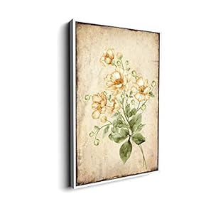 Canvas Wall Art for Living Room, Bedroom Vintage Flower Framed Canvas Prints for Home Decoration Ready to Hang - 16"x24" inches