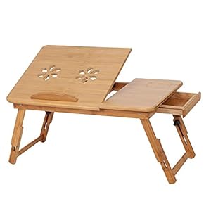 Bamboo Portable Computer Table Laptop Stand Foldable Portable Adjustable Notebook Table folding Computer Desk Bed Tray…
