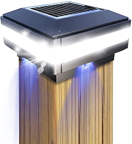 Solar Post Lights,GEYUEYA Home Solar Post Cap Lights Fence Lights Outdoor for 4x4 3x3 3.5x3.5 5x5 6x6 inch Wooden Posts Deck Patio Garden Yard Decoration Waterproof Pure White Blue Lamp